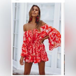 Hello molly red romper, new!